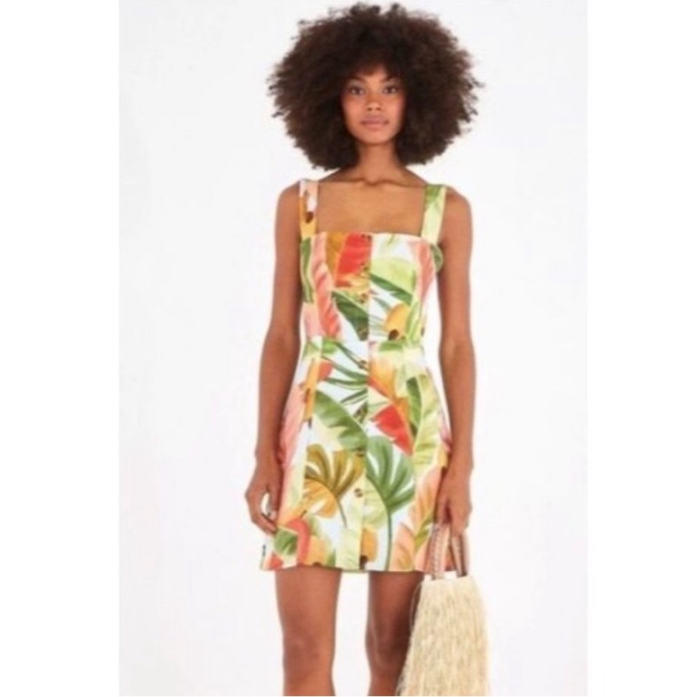 Farm Rio Anthro Nisa Linen Mini Dress, Size Large